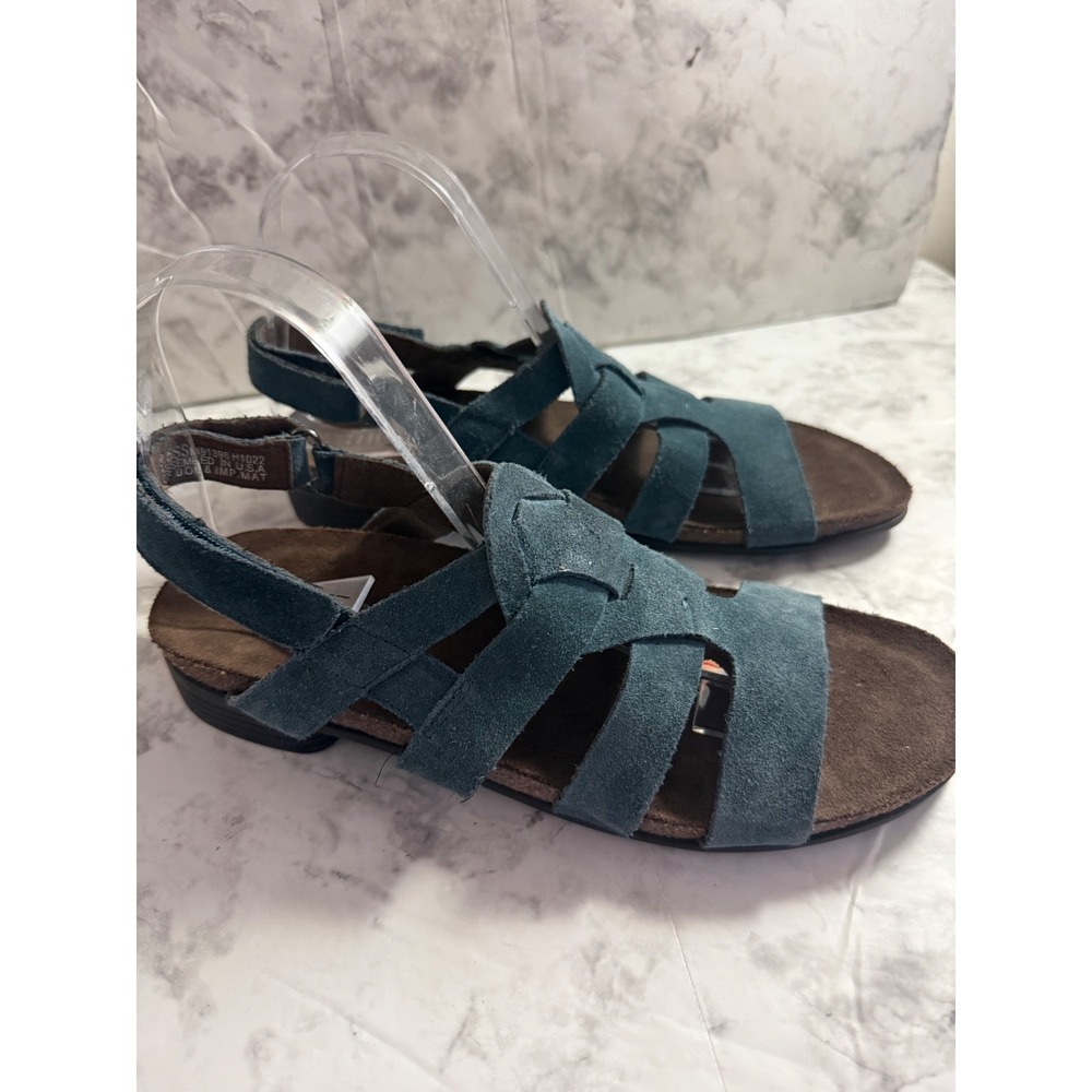 Munro Womens 9.5 SS Narrow Corine‎ Fisherman Blue Suede Strappy Sandals  New
